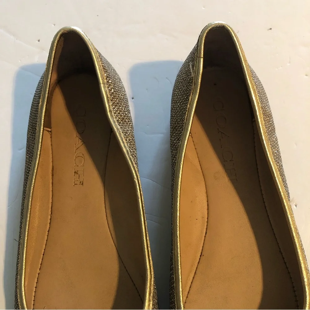 COACH Gold Ballet Flat SHOES 5.5B